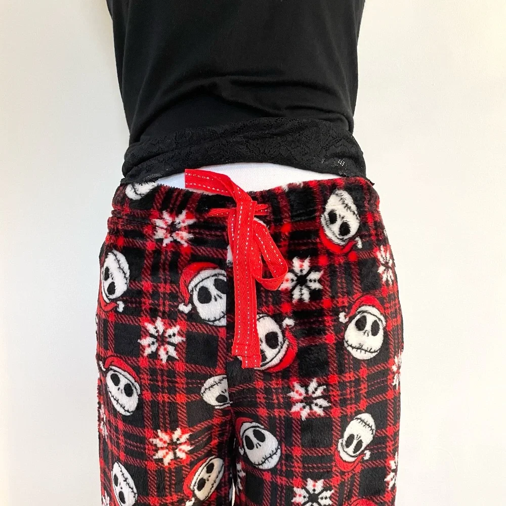 NWT Women’s Tim Burton’s Santa Jack Skellington Straight Leg Fleece Sleep Pants